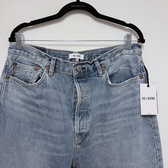 RE/DONE 70's Ultra High Rise Wide Leg Jeans Womens Sz 31 60s Fade Light Wash - Picture 3 of 6
